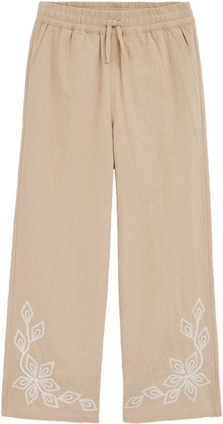 WE Fashion Meisjes straight leg broek met embroidery