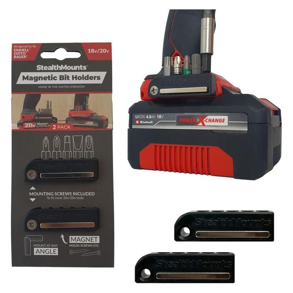 StealthMounts BH-EOB-BLK-2 Schwarzer Bithalter für Ozito/Einhell/Bauer (2er Set)