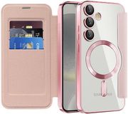 Techsuit Hoesje geschikt voor Samsung Galaxy S24 Plus - SmartMag Book Wallet Case - Geschikt voor MagSafe - Roze