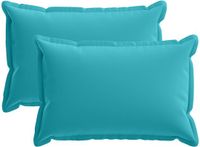 vidaXL Kussensloop 2 st houten turquoise 50 x 80 cm polyester
