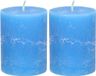 Atmosphera Bougie pilier/cylindrique - 2x - bleu clair - 7 x 9 cm