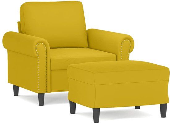 vidaXL Fauteuil met voetenbank fluweel geel