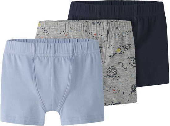 NAME IT NMMTIGHTS 3P GREY SPACE NOOS Jongens Onderbroeken - Set van 3 - Maat 98 - Grijs Melange