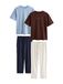 Next Pyjama lang lichtbeige / navy / hemelsblauw / bruin