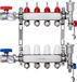 Verwarmingsverdeelstuk met 4 uitgangen, geschikt voor 1/2" PEX-buis, voor vloerverwarming. Complete set