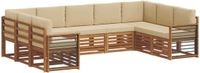 vidaXL 9-delige bank loungeset van acaciahout, natuurlijk en beige
