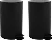 MSV Poubelle à pédale - 2x - Plastique - Noir - 3L