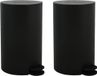 MSV Poubelle à pédale - 2x - Plastique - Noir - 3L