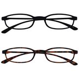 Opulize Fly 2 Stuks Zak Formaat Super Licht Leesbril Mat Zwart Bruin Mannen Vrouwen RR67-12 +3,50