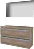 Basic-Line Basic 46 Badkamermeubelset - 120 x 46 cm - Greeploos - 4 Lades - Wastafelblad - Spiegel - Scotch Oak - Bruin