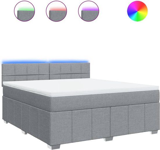 vidaXL Boxspring met matras stof lichtgrijs 180x200 cm
