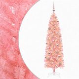 vidaXL Smalle kunstkerstboom met kerstballen 180 cm 300 LED's Warmwit