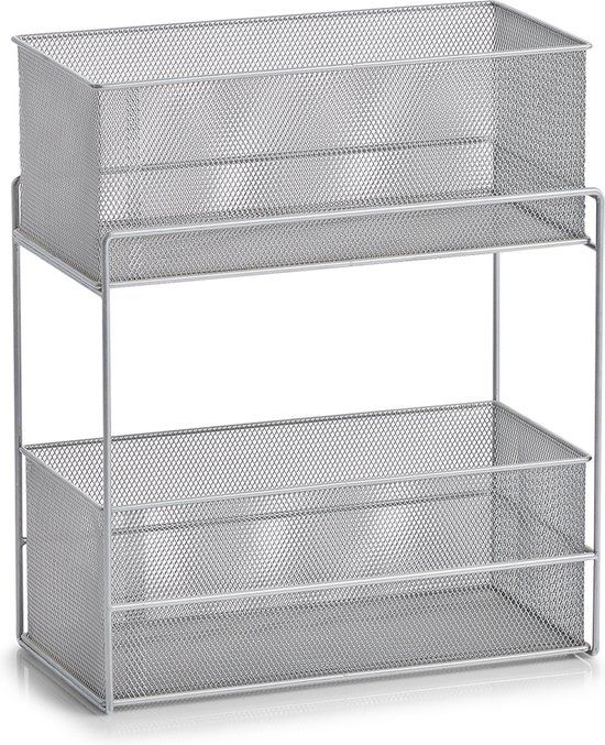 Zeller Keuken organizer - uitschuifbaar - zilverkleurig - metaal - 18x35x42 cm - keukenkast
