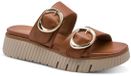 Tamaris WIDE FIT Dames Slipper 8-87217-46 305 H-breedte Maat: 40 EU Bruin Leer Rubber Kitten heel Casual schoenen Ronde neus