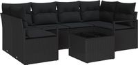 vidaXL Tuinbank Set 7-delig Zwart Polyrattan