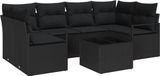 vidaXL Banc de jardin 7 pièces noir polyrattan