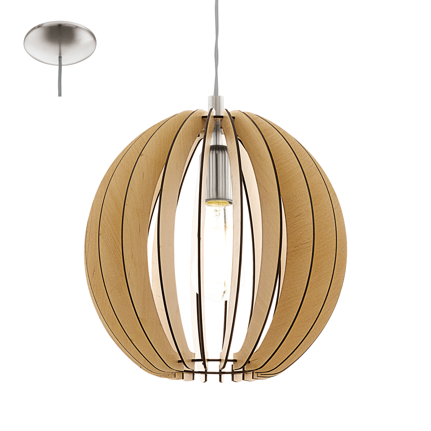 EGLO Cossano Plafondlamp - Staal, Hout - E27 - 130cm - 94764