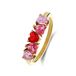 Lucardi Dames Stalen goldplated ring met rood zirkonia hart