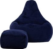 icon - Dalton Zitzak Fauteuil met Poef - Gaming - Ribfluweel - Marineblauw