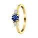 Lucardi Dames Stalen goldplated vintage ring met blauwe zirkonia
