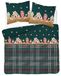 Linge de lit en coton 160x200, design de Noël avec des maisons en pain d'épice sur fond vert