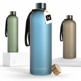 LARS NYSØM Blæst Ultralichte tritan-waterfles 1500ml - BPA-vrij, lekvrij, geschikt voor koolzuurhoudende dranken - Inclusief 2 deksels (Calypso Blue)