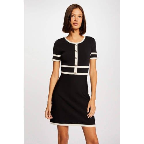 Morgan fine knit dress black/white