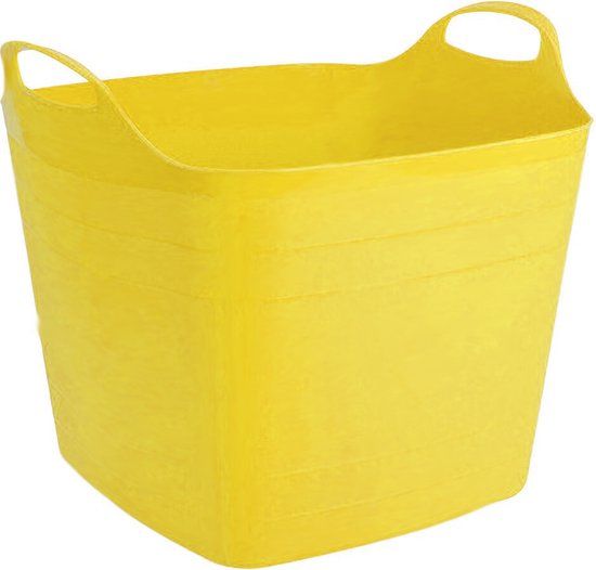PLASTICFORTE Flexibele kuip emmer/wasmand vierkant geel 40 liter - 42 x 42 cm