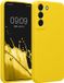 kwmobile telefoonhoesje geschikt voor Samsung Galaxy S22 - TPU backcover met siliconen coating - Smartphone case in stralend geel