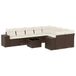 vidaXL Loungeset 9-delig met kussens, polyrotan, bruin