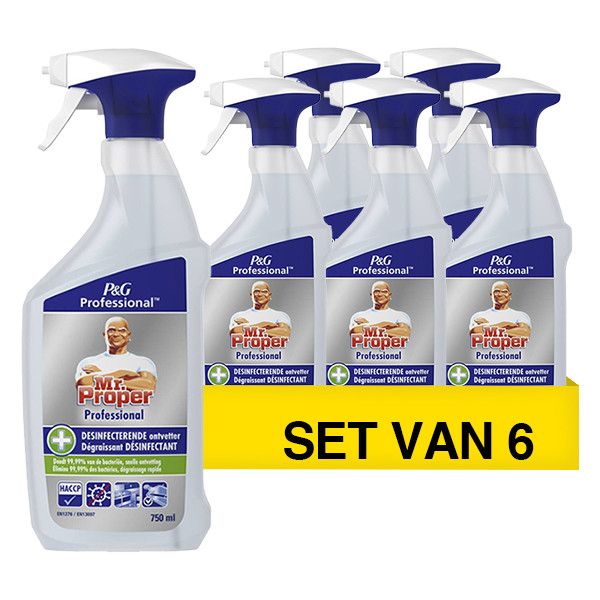 Mr Proper Professional Desinfecterende Ontvetter Spray (6 flessen - 750 ml)