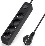Aigostar 20BX7 - 4 voudige stekkerdoos - 5 meter - Met randaarde - Verlengsnoer - Verlengkabel - Zwart