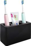Luxspire Toothbrush Holder, 3 Slots Large Electric Toothbrush Toothpaste Stand, 14x6.5x9.5 cm Resin Decorative Dental Storage for Bathroom Accessories Set Vanity Counter Sink Organizer Caddy - Black