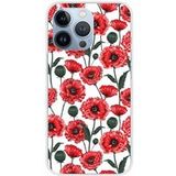 Apple iPhone 13 Pro Fleurs de pavot bedrukt siliconen hoesje