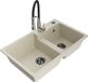 Mexen Tomas évier en granit à 2 cuves avec robinet de cuisine Astera, beige