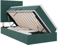 vidaXL LED Opbergbed met Matras Donkergroen Fluweel 90 x 200 cm