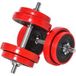 Ensemble haltères 20 kg, haltères et barre modulables pour musculation à domicile, noir et rouge