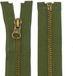 Fermeture éclair, métal, 5 mm, séparable, 45 cm, vert olive