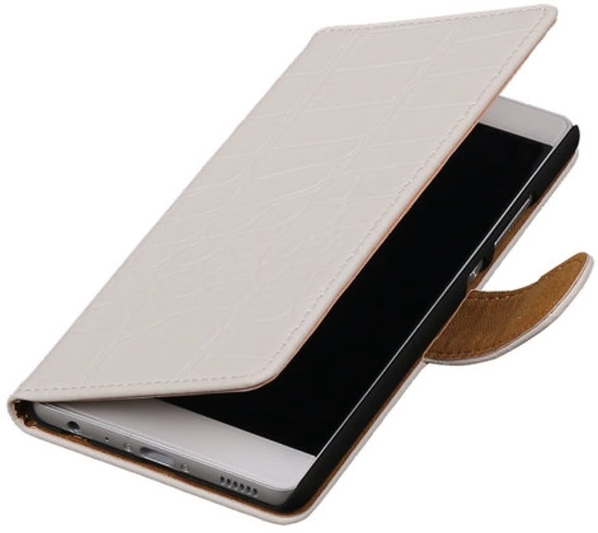 Best Cases .nl Wit Krokodil booktype wallet cover hoesje voor HTC One Mini M4