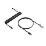 NEWSKILL Flexibele spiraalkabel, zwart, licht en compact, USB C voor gaming-toetsenbord, type C naar USB A met afneembare metalen stekker