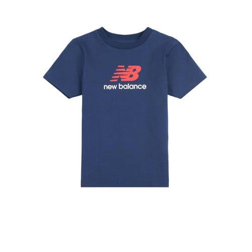 New Balance T-shirt blauw Jongens/Meisjes Katoen Ronde hals Logo - maat 116