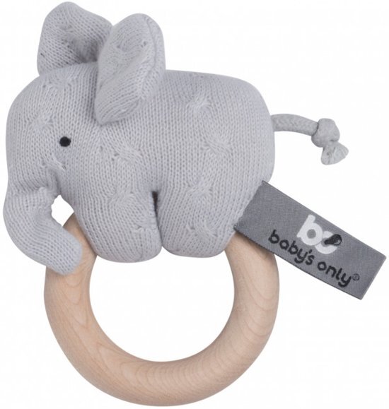 Baby's Only Olifant Houten Rammelaar Zilvergrijs