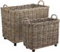 Mica Decorations Grote opbergmand - op wieltjes - bruin - 58 x 35 x 48 cm - rotan - gevlochten riet