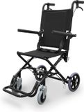 WELLCORE Opvouwbare transportrolstoel, aluminium, licht, compact, remhendelremmen, veiligheidsgordel, inklapbare voetensteun, inklapbare armleuningen, zwart