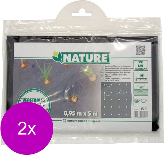 Nature Kweekfolie Kleine Groenten - Groeifolie Gronddoek - 2 x 0.95x5 m Zwart Anti-Uv