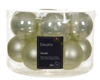 Decoris Kerstbal glas d5 cm wit mint 12st