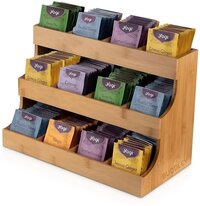 BUDDLEY Theedoos 12 vaks - Thee Organizer - Bamboe - Theehouder - Theebox - Thee organiser - Display - Rekje - Thee Houder Hout - Theedozen - Theekist - Theezak organiser - Theezakjesbox - Thee doos - 12 vakken - Rek - Kantoor - Staand