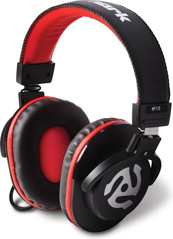 Numark HF175 – Over ear DJ koptelefoon met gesloten achterkant, 40 mm drivers, oorkussens voor mixen en dj-monitoring, 3 m kabel meegeleverd