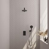 Brauer Black Carving Thermostatische Regendoucheset Inbouw - Hoofddouche 20 cm - Rechte Wandarm - 3 Weg - Handdouche 3 Standen - Doucheslang - Wandaansluitbocht - Mat Zwart