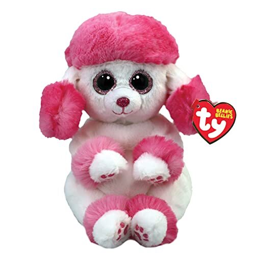 TY Beanie Bellies-Peluche Heartly Poedel 15 cm-TY41046, TY41046, Roze, Wit, Small